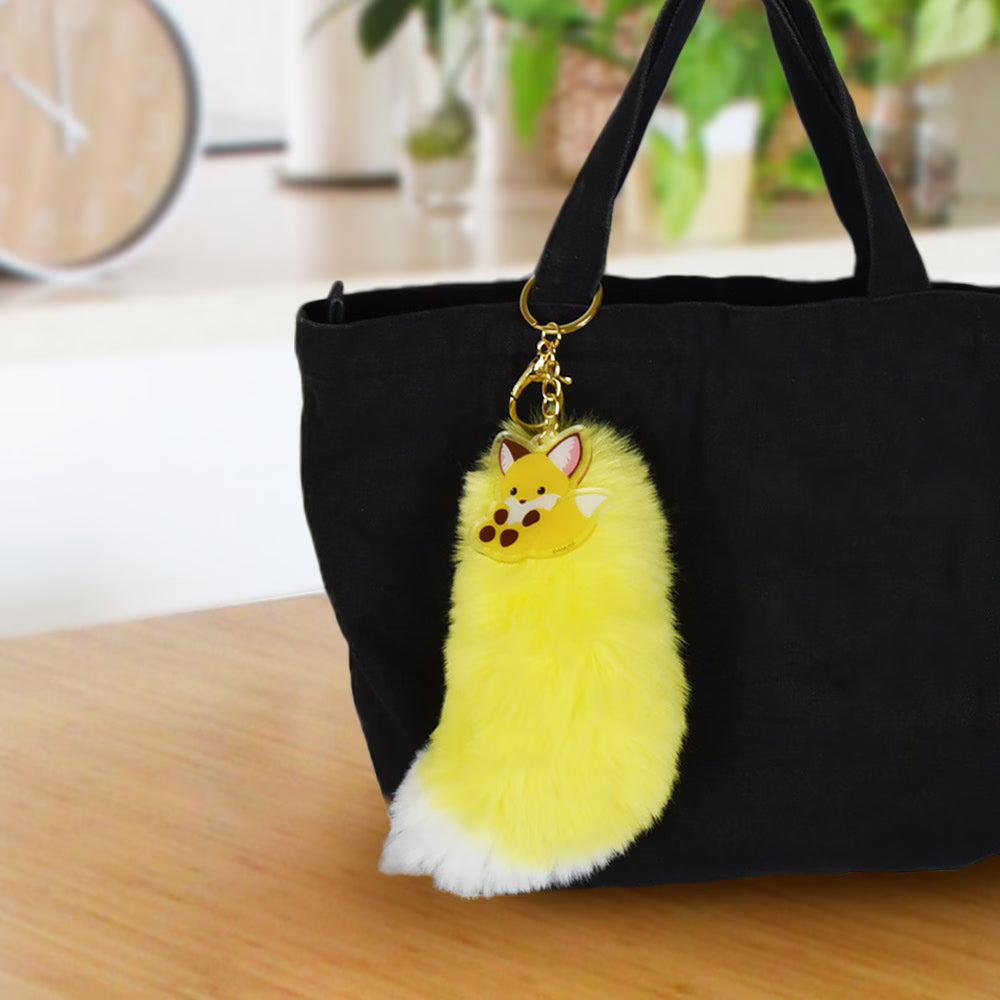 Fluffy & Fox-tastic — Chokon to Kitsune Fox Tail Keychain (Yellow)