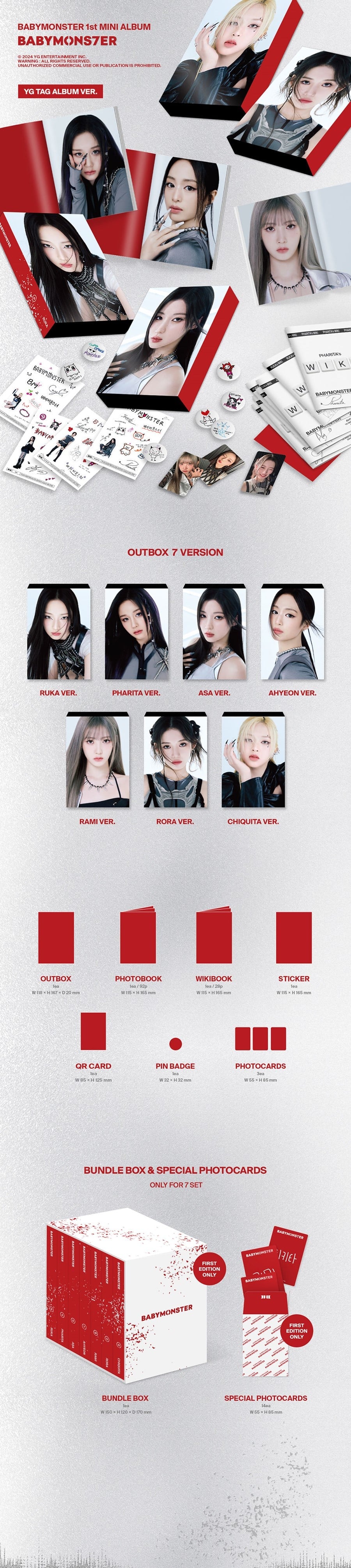 BABYMONSTER 1st Mini Album 'BABYMONS7ER' (YG TAG ALBUM VER.)