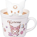 Kuromi Chocolate Latte Art Style Ceramic Mug with Lid