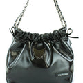 Kuromi Metallic Black Drawstring Shoulder Bag